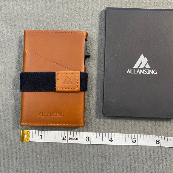 Minimalist Allansing Mens Leather Card Case Wallet - Picture 2 of 5